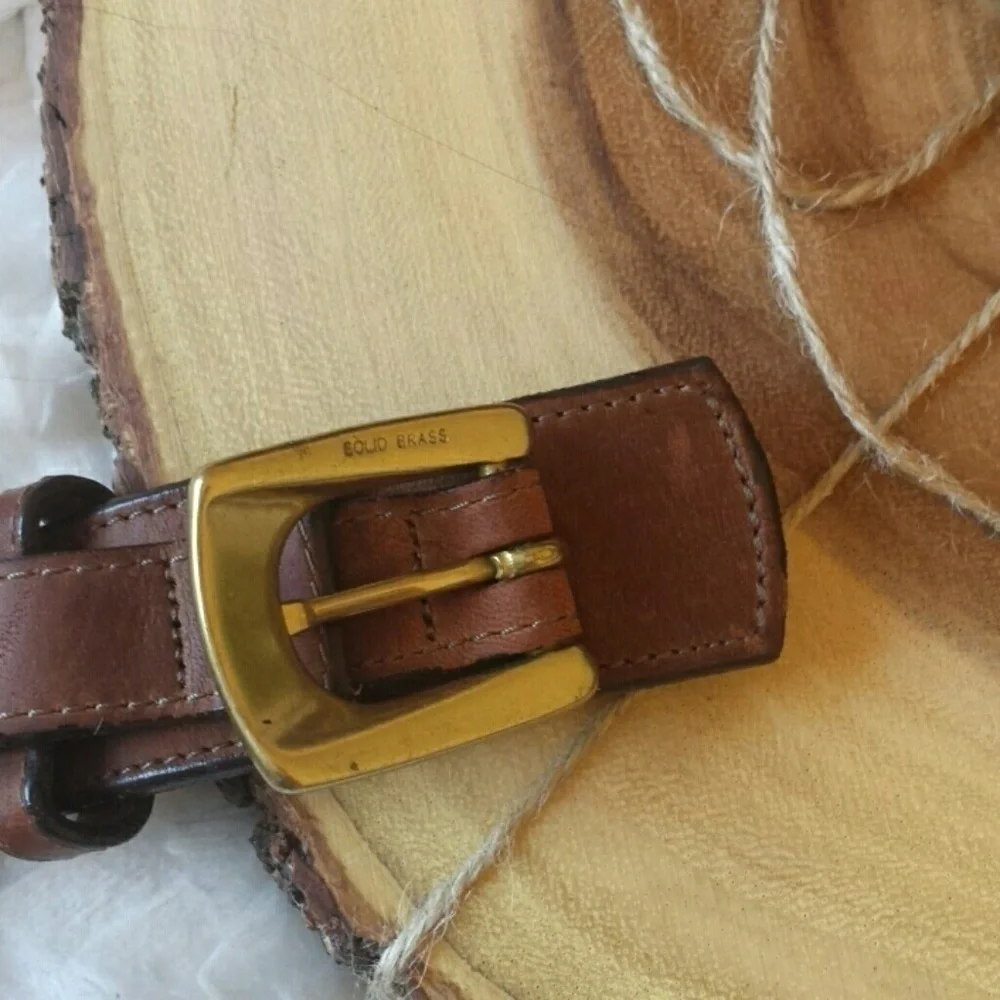 Cabela's brown leather‎ belt solid brass
